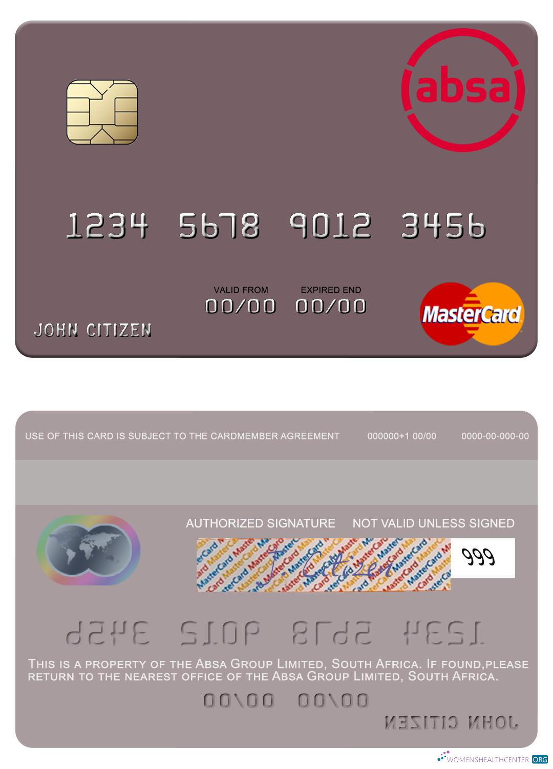 Download South Africa Absa Group Limited mastercard Photoshop template